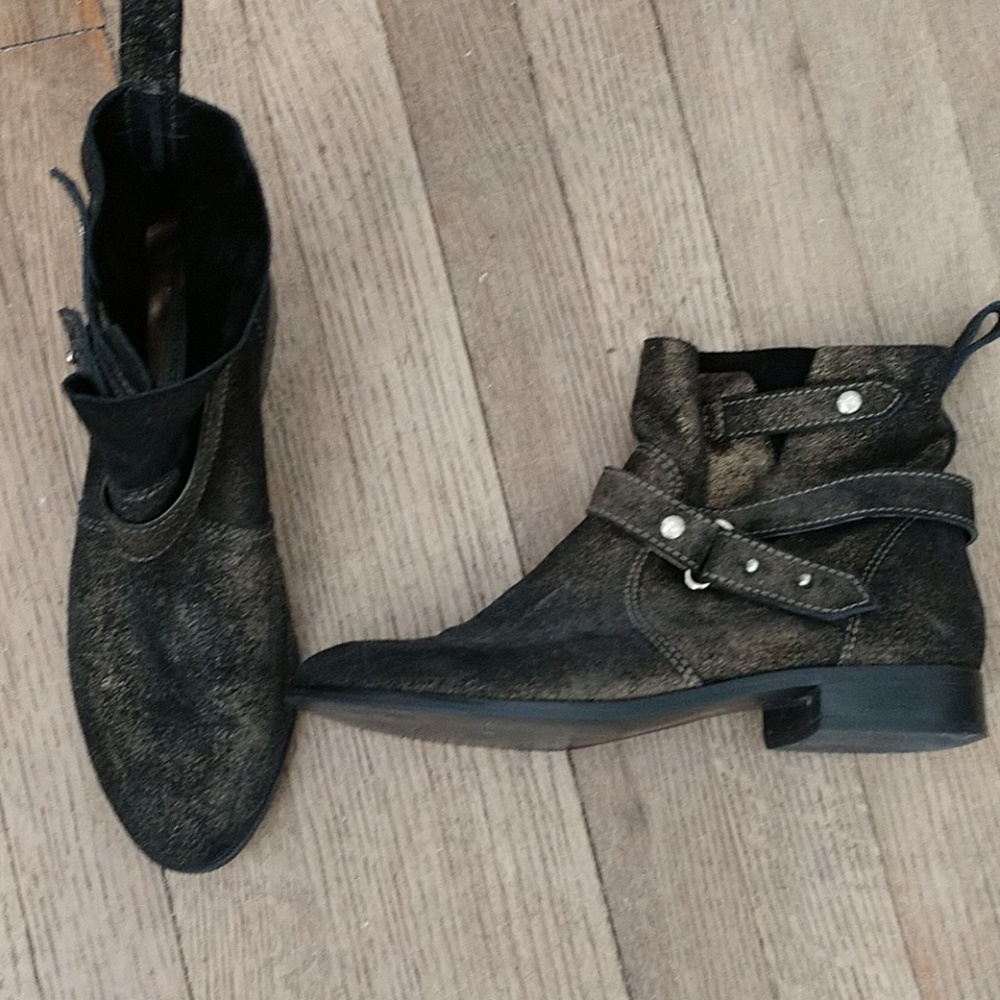 Cynthia Vincent Metallic Suede Ankle Boots